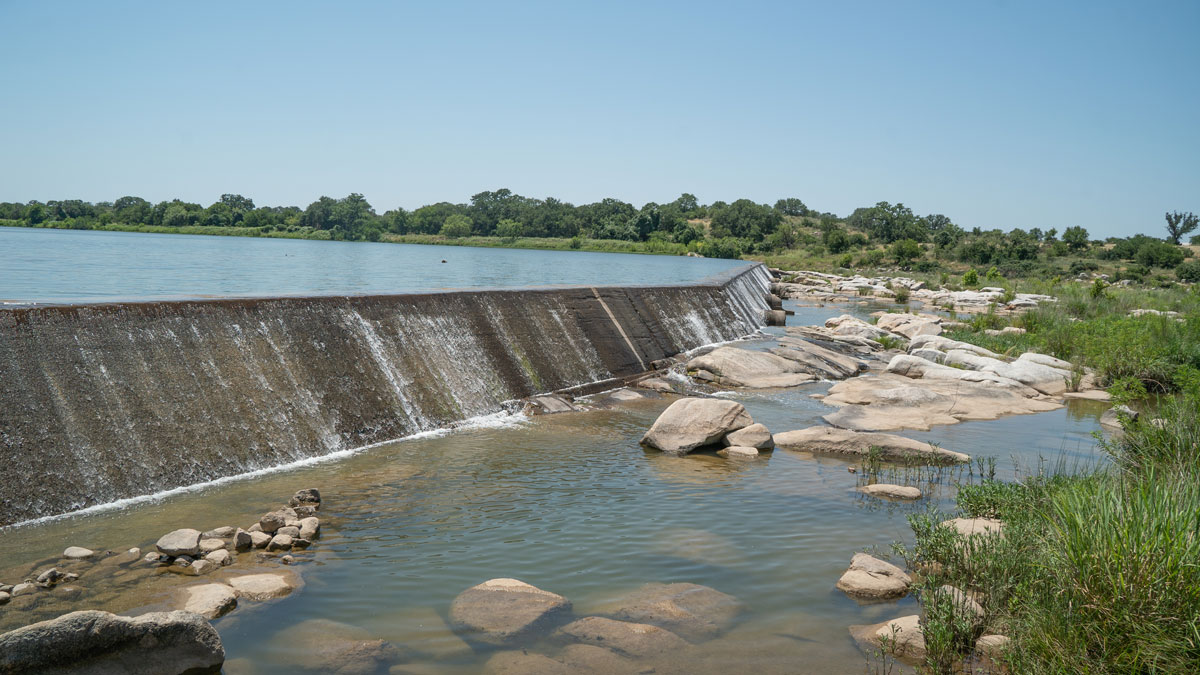Llano River dam at Robinson Park in Llano, Texas