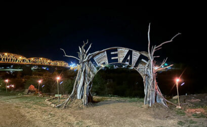 The gateway to the 2023 Llano Earth Art Fest is an example of the natural sculptures that adorn Grenwelge Park each spring when artists from around the world descend on Llano for the event. LEAF has been canceled for 2024, but festival organizers hope to bring it back in 2025. Photo courtesy of LEAF