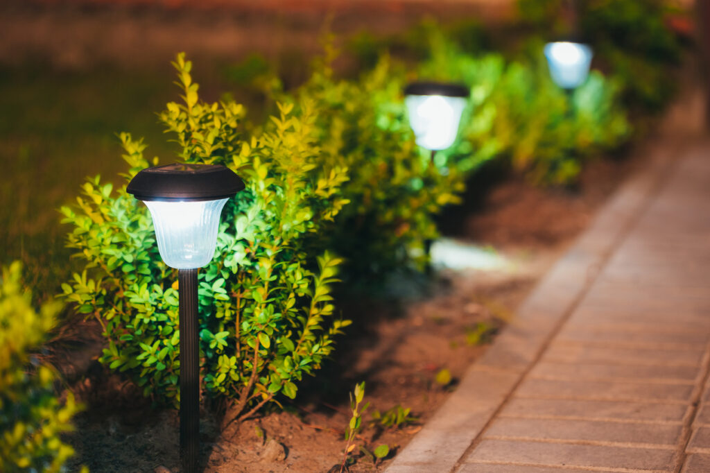 Outdoor solar lights are an inexpensive and elegant way to light your yard or garden pathways. Add motion detectors to wired outdoor lighting to increase security and safety while saving energy.