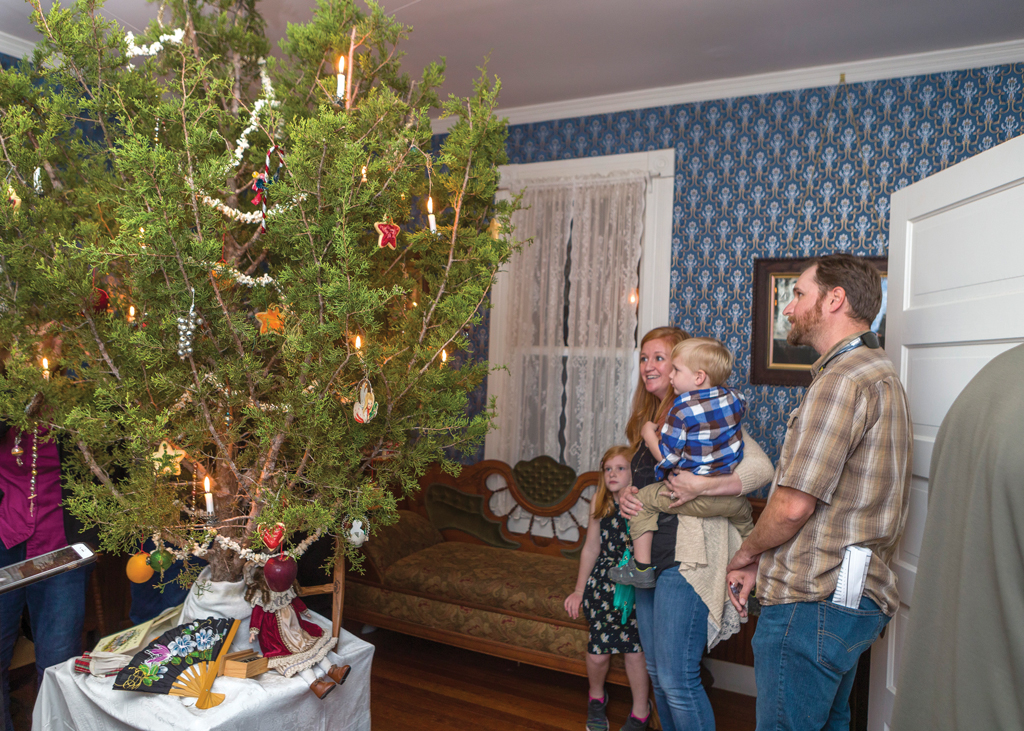 At the Lyndon B. Johnson State Park and Historic Site’s Sauer-Beckmann Farm, the Christmas tree is always a locally cut cedar. Photo courtesy of LBJ State Park and Historic Site