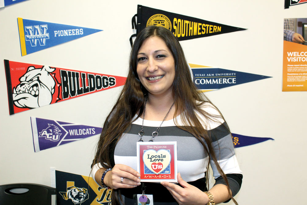 Kingsland School registrar Crystal Serda is a 2021 Locals Love Us favorite receptionist. Staff photo by Jennifer Fie