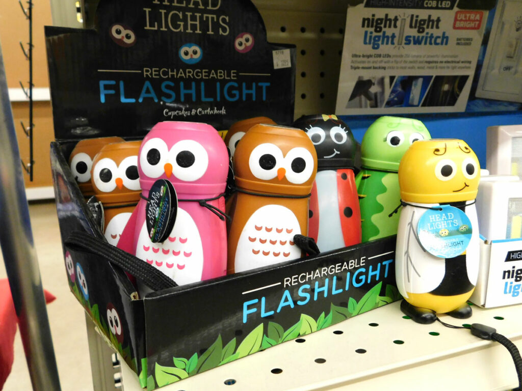 Cute, rechargeable, and wearable flashlights found at Ford & Crew Home & Hardware in Marble Falls will light up a Christmas morning. Staff photo by Jennifer Greenwell