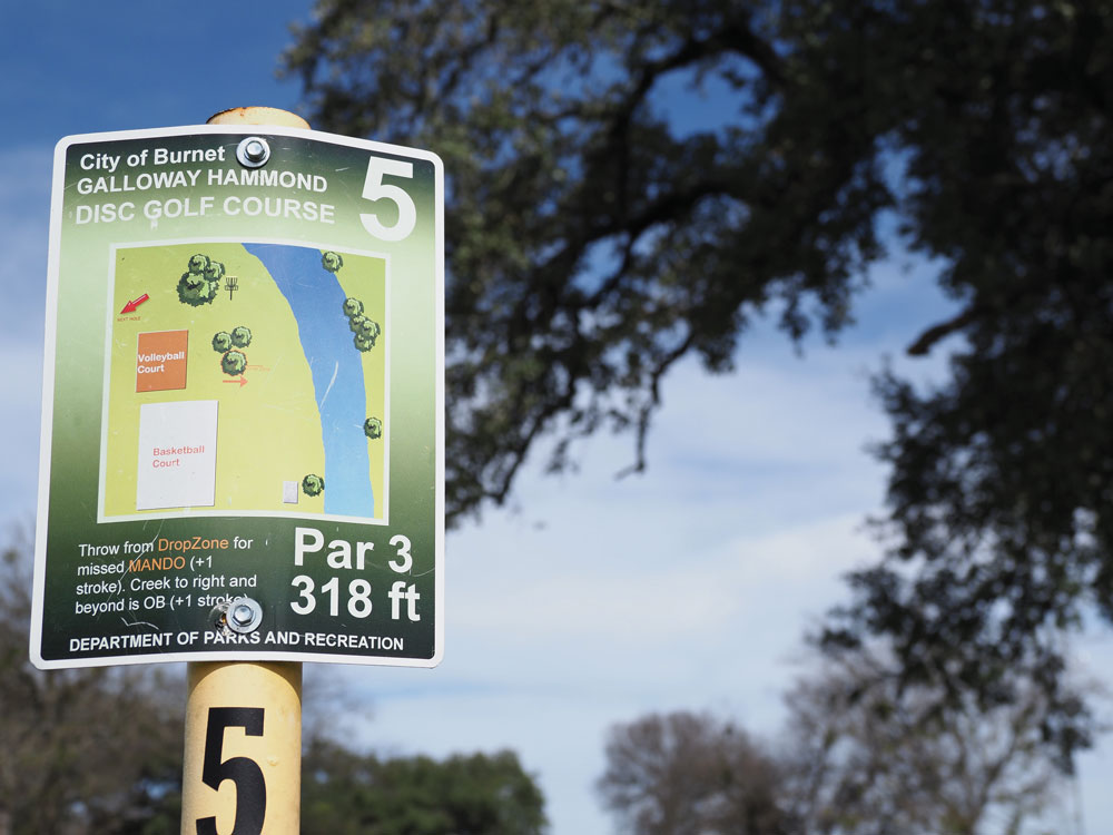 The disc golf course at the YMCA of the Highland Lakes at Galloway-Hammond is an 18-hole challenge. Staff photo by Daniel Clifton