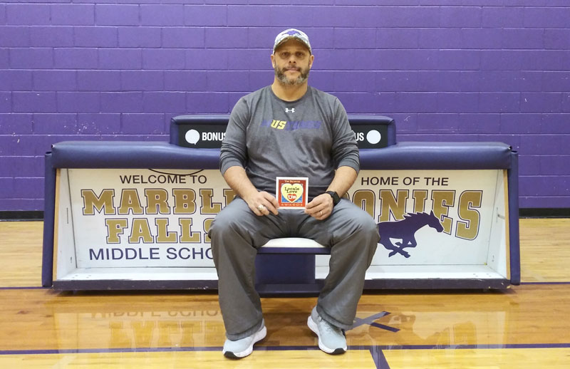 Marble Falls Middle School boys athletic coordinator Jamie Graham was voted the Marble Falls-area’s favorite school coach in the Locals Love Us awards. Staff photo by Jennifer Fierro