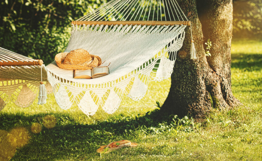 If you trim a tree just right, you can have a just-right holder for a relaxing hammock.