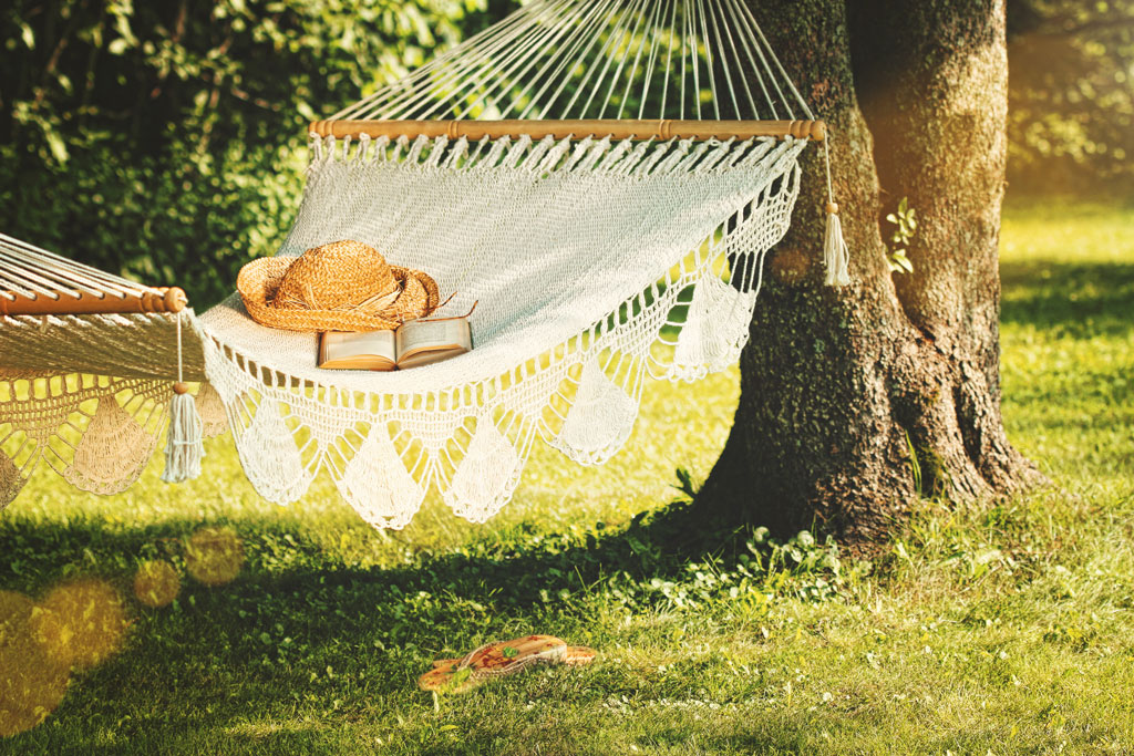 If you trim a tree just right, you can have a just-right holder for a relaxing hammock.