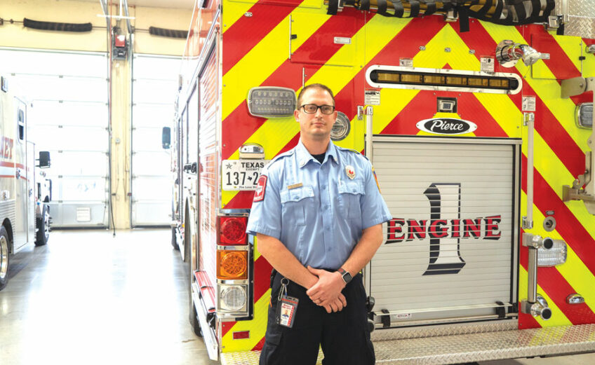 The Burnet Fire Department's Cory Schreiber began firefighting as a volunteer for the Hoover Valley department. He was only a teen at the time. Staff photo by Dakota Morrissiey