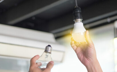 Switching out regular incandescent light bulbs for LED (light-emitting diodes) bulbs saves on electricity and keeps your home cooler as they emit less heat. They also don’t need to be replaced as often.