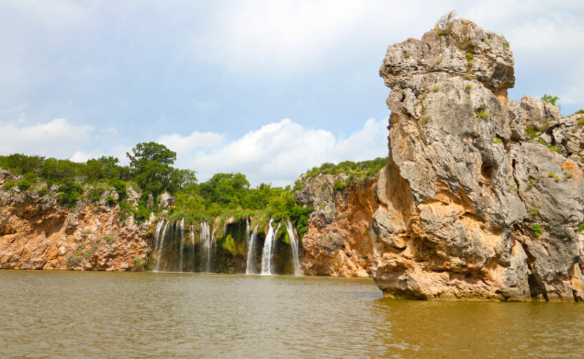 The Fall Creek waterfall on Lake Buchanan is on the northern Colorado arm of the lake, about 20 miles north of Buchanan Dam. The experience of seeing the natural beauty of the waterfall is worth the effort to reach its remote location. Staff photo by Jared Fields