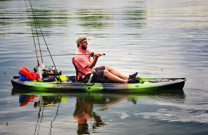 A.J. Morrow enjoys fishing for bass on Lake LBJ in his kayak. You don't need a motor to fish the Highland Lakes and rivers. Staff photo by Daniel Clifton