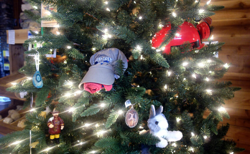 The Christmas tree in the Longhorn Cavern State Park store is decked with gift ideas. Discover more below. Staff photo by Suzanne Freeman