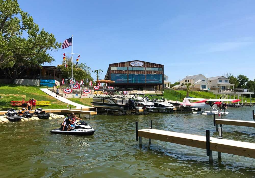 Forget the wheels; arrive by water. With room for 35 boats and 10 watercraft (and even a sea plane!), Boat Town Burger Bar is Lake LBJ’s biggest, newest restaurant on the water. Staff photo by JoAnna Kopp