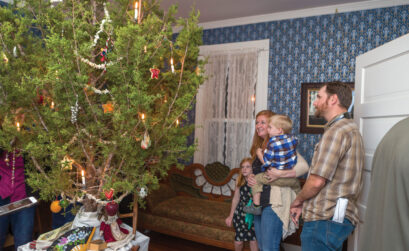 At the Lyndon B. Johnson State Park and Historic Site’s Sauer-Beckmann Farm, the Christmas tree is always a locally cut cedar. Photo courtesy of LBJ State Park and Historic Site