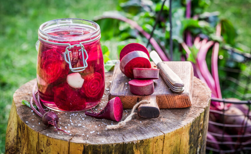 Beets, a fall favorite, can be pickled, baked, and boiled. Their green tops are tasty in a salad.