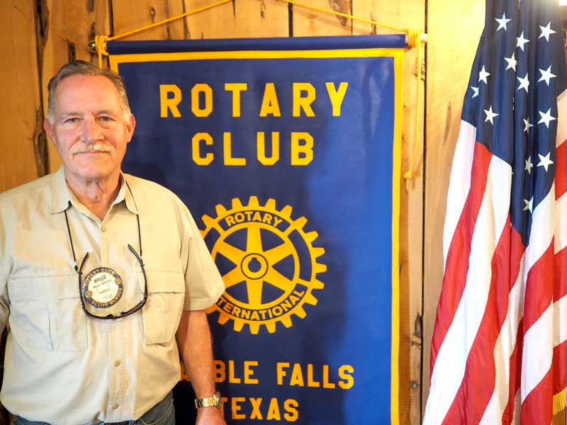 Rotary Club of Marble Falls president Bruce Jackson believes it’s the organization’s commitment to the community both financially and through ‘hands-on’ support that keeps the noon Rotary group thriving. That also could be the reason why The Picayune readers and KBEY 103.9 FM Radio Picayune listeners voted the Rotary Club of Marble Falls their Locals Love Us favorite organization in the Marble Falls area. Staff photo by Daniel Clifton