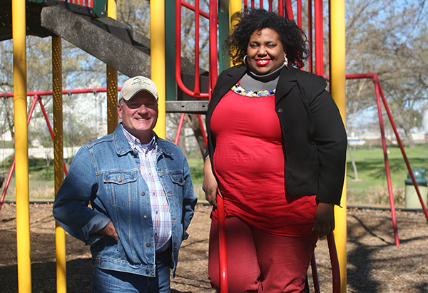 Lewis Fincher (left), the support services director for the city of Marble Falls, and Monique Breaux, the administrative assistant for the Parks and Recreation Department, help citizens enjoy the city’s parks, including Johnson Park, to the fullest. Staff photo by Jennifer Fierro