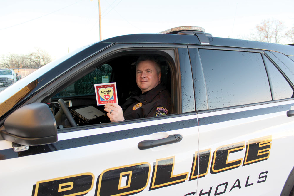 Granite Shoals Police Officer Chad Taliaferro is a 2021 Locals Love Us favorite law enforcement officer. Staff photo by Jennifer Fierro