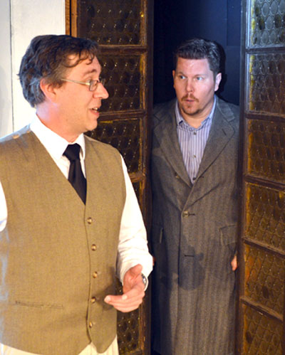 Patrick Lescarbeau (left) and Glen Bird were among the cast of the spring production of ‘The Mousetrap’ at the Hill Country Community Theatre. Courtesy photo