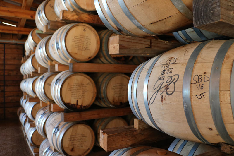 Barrels stack up at Garrison Brothers Distillery in Hye. The whiskey distillery is one of several in the Highland Lakes. Staff photo